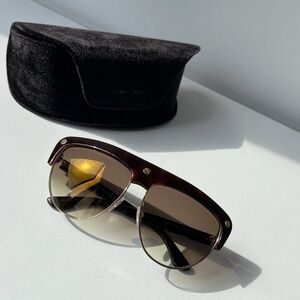 NWT Tom Ford Liane Flat Top Sunglasses in Havana Brown
